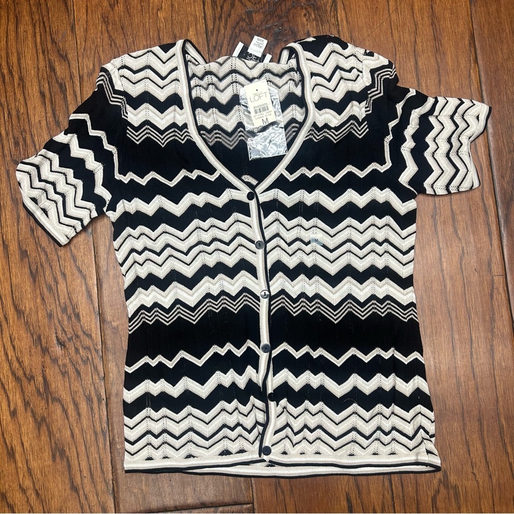 Loft‎ Chevron Patterned Knit Short Sleeve Top